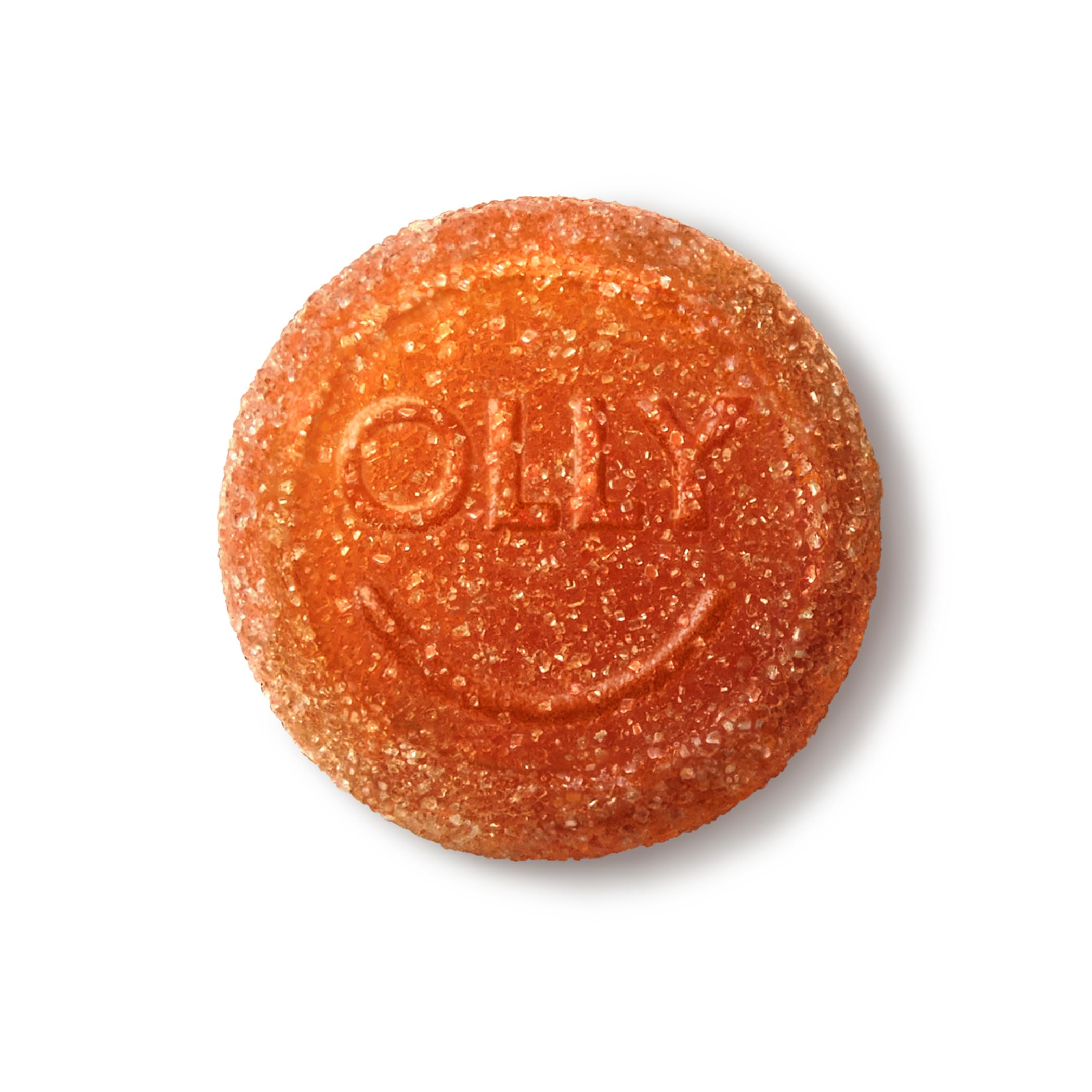 Person chewing gummy with smile, OLLY delivers tasty chewable vitamins daily