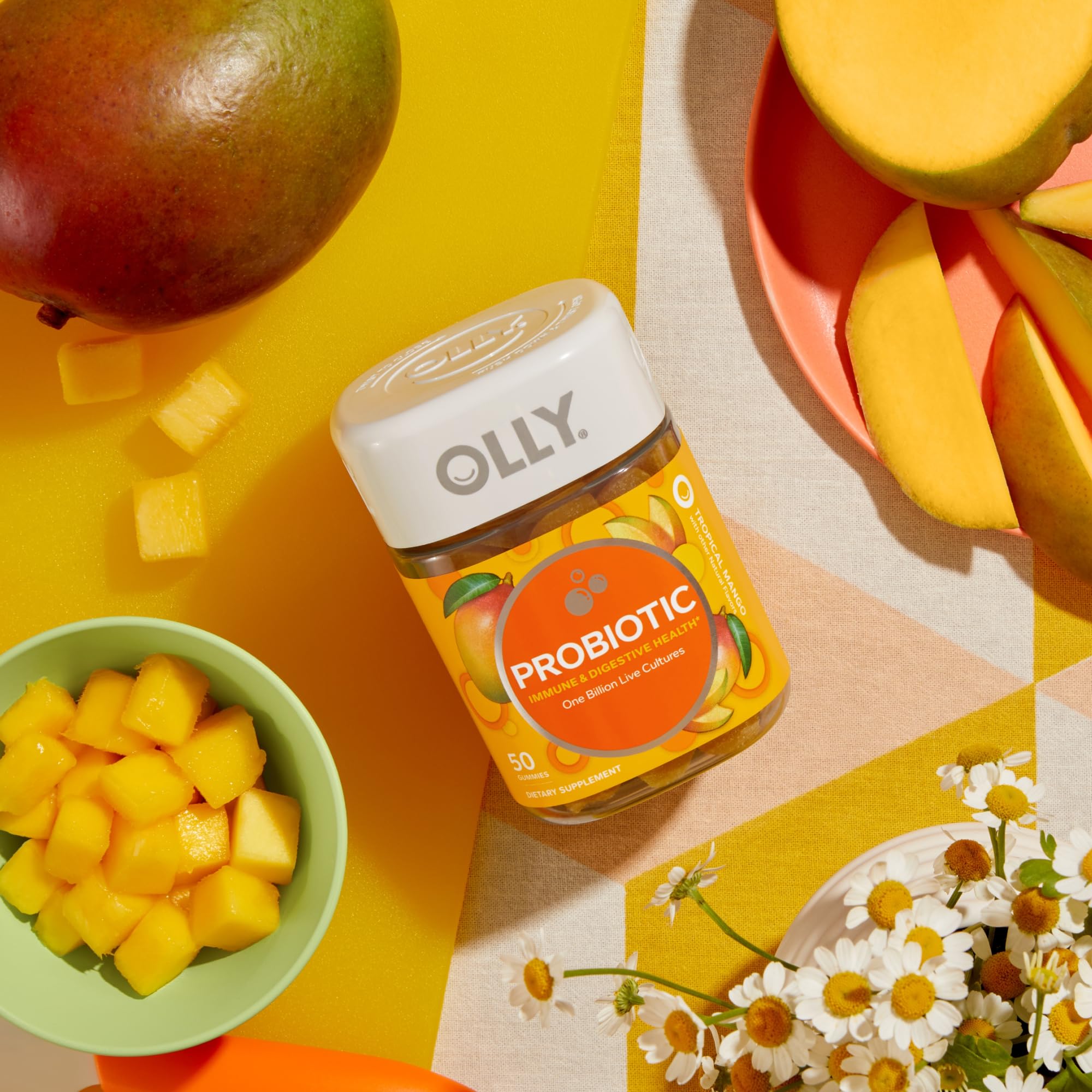 OLLY label detail with ingredients and live culture count for informed choice