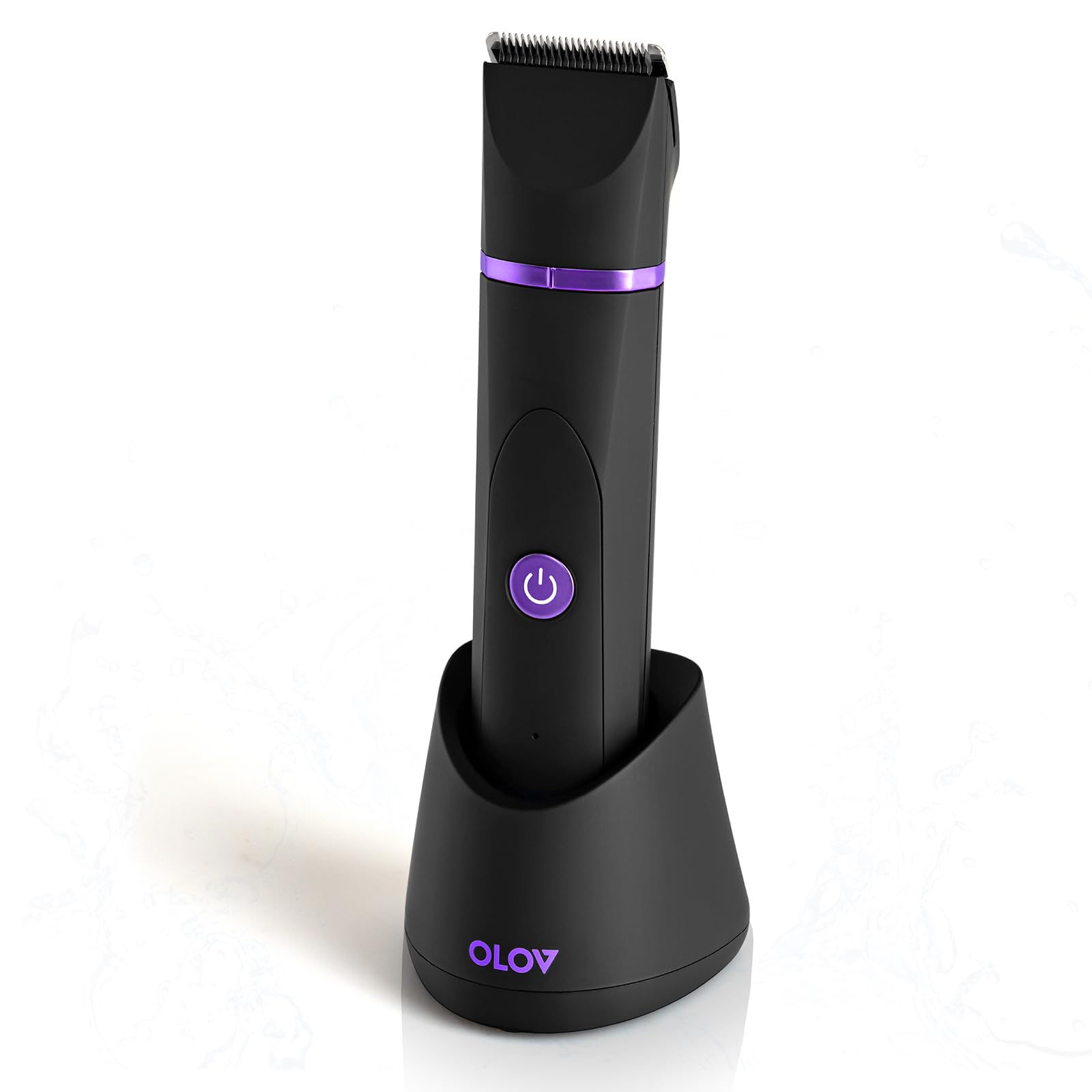 OLOV front view groomer showing controls and ergonomic shape for comfortable trimming
