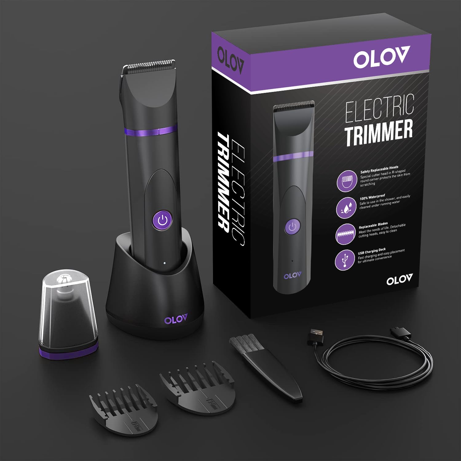 OLOV trimmer on bathroom counter styled for grooming routine and travel-ready convenience