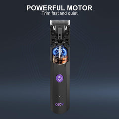 OLOV trimmer held in hand demonstrating size and precise control for detail work