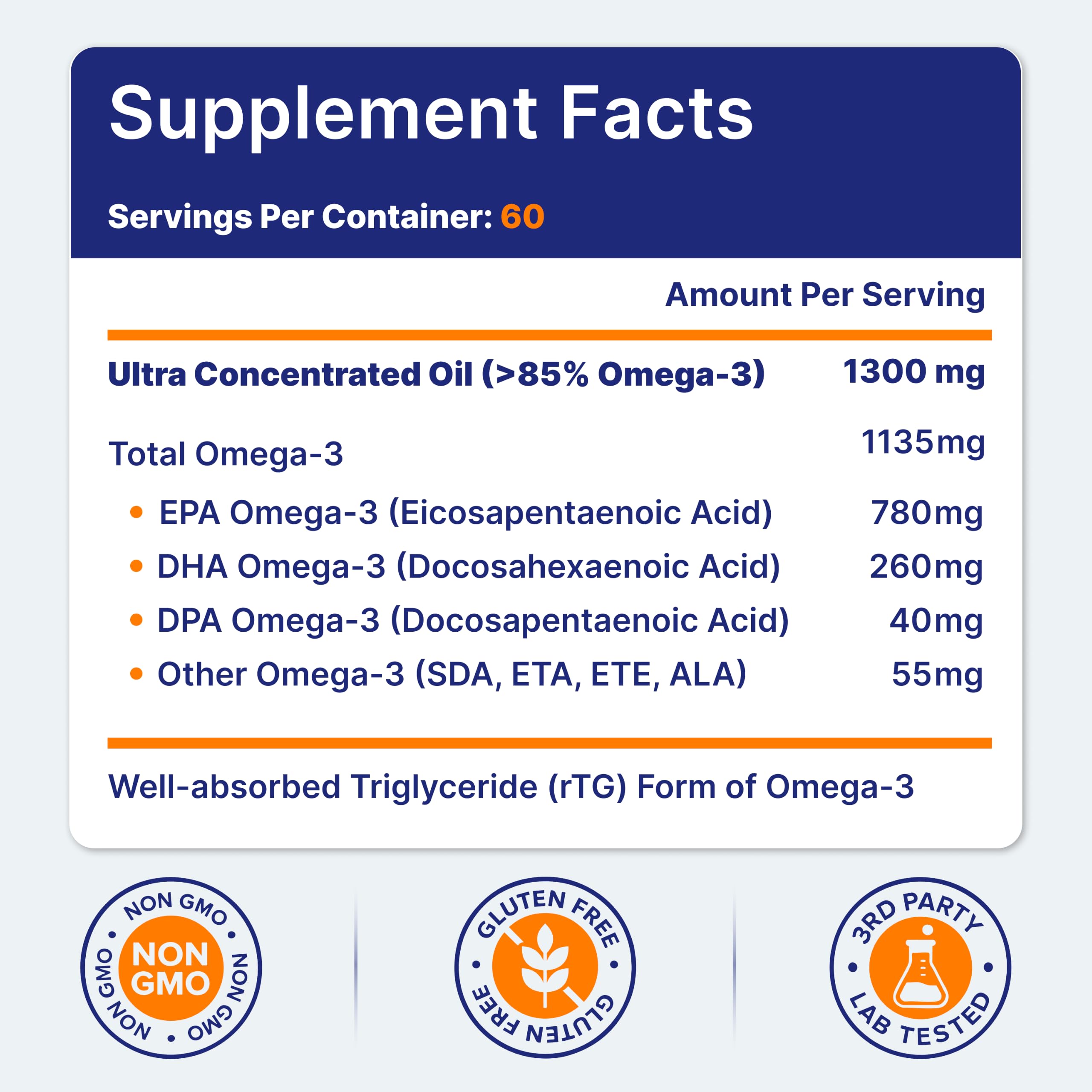 OmegaVia IFOS certification label close view proving third‑party tested quality