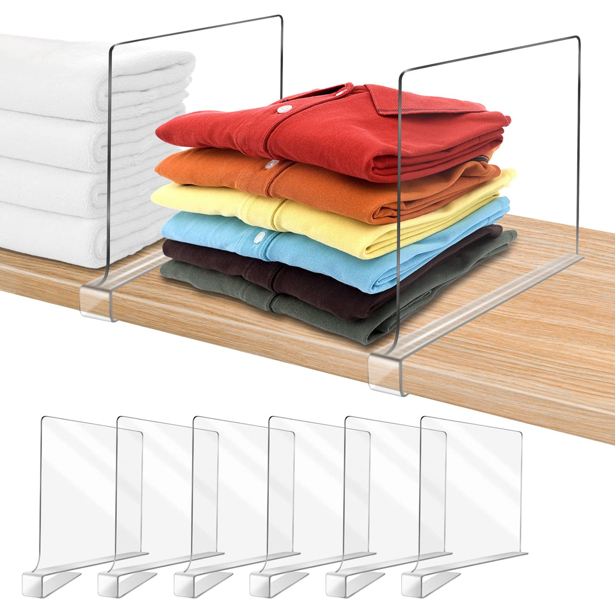 OMGelic clear dividers front view showing neat shelf separation benefit