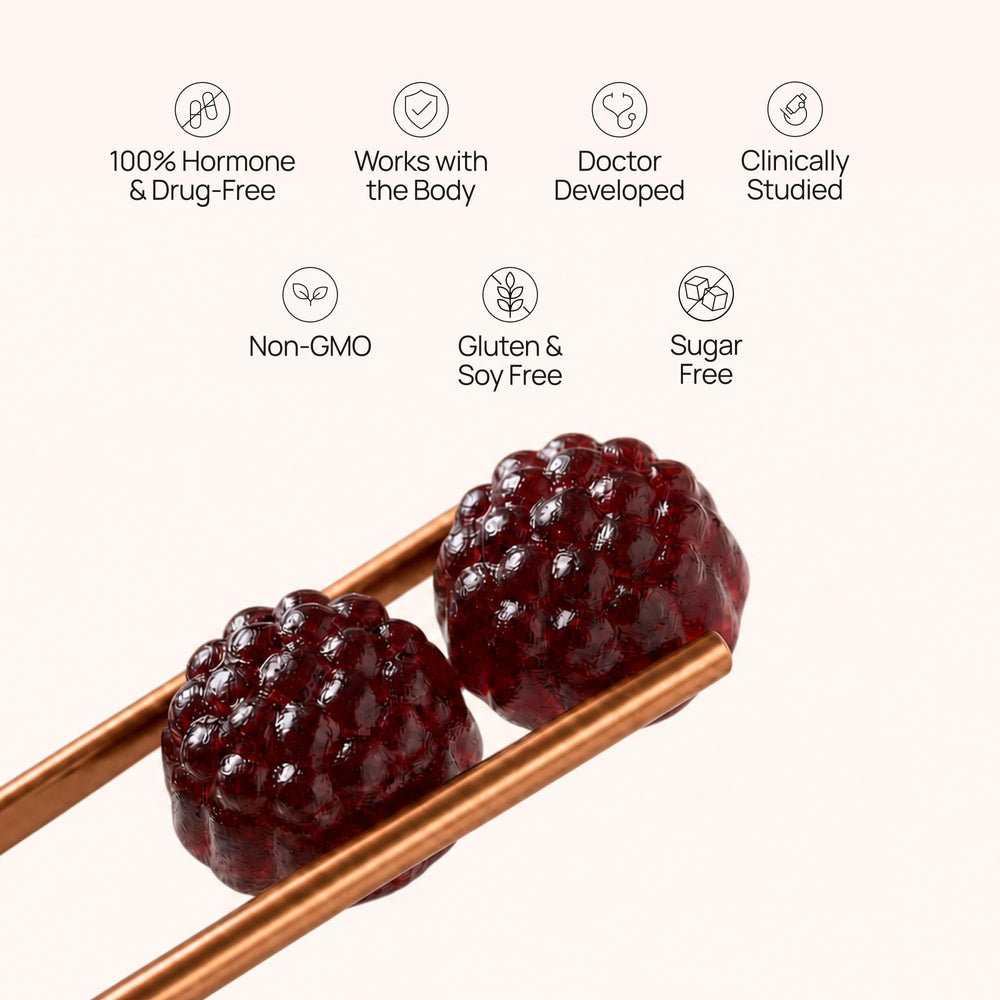 OMI WELLBEAUTY two gummies on spoon to illustrate recommended serving for consistent results
