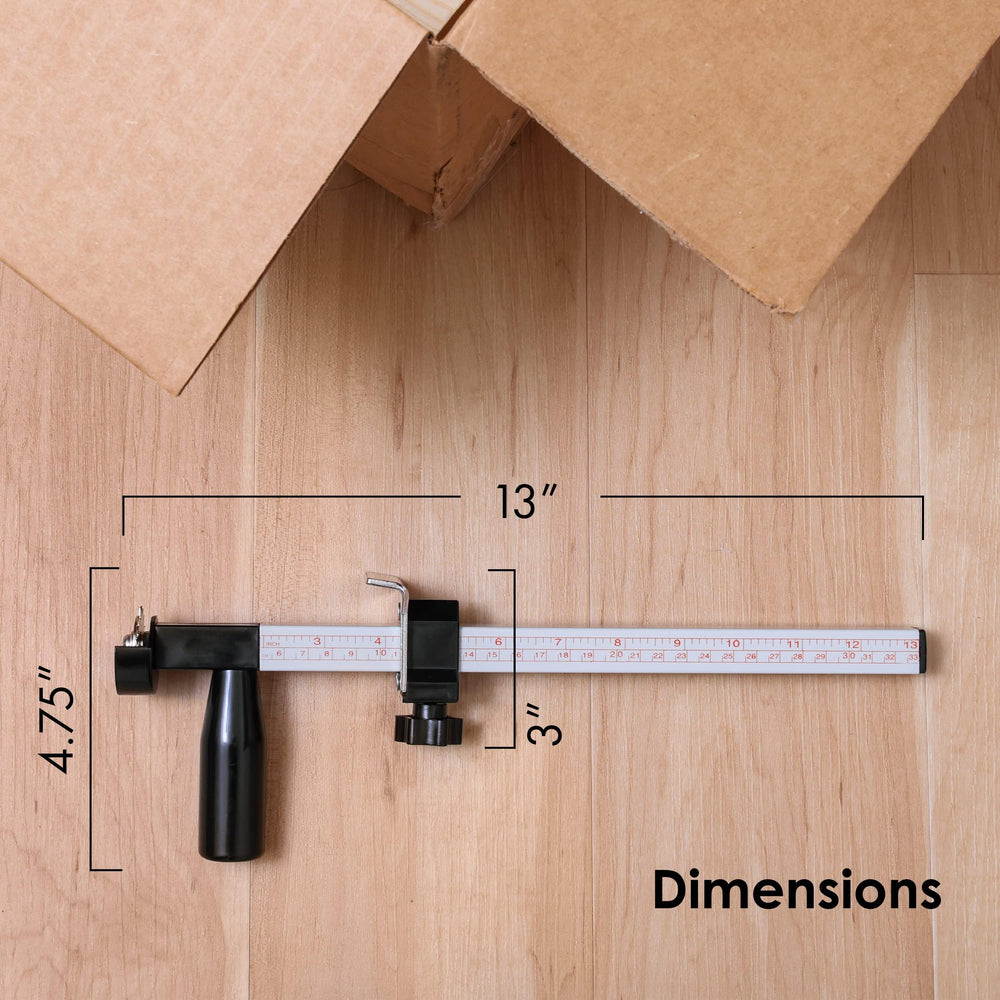 OMNI Factory measuring shaft detail with markings for fast, repeatable box measurements