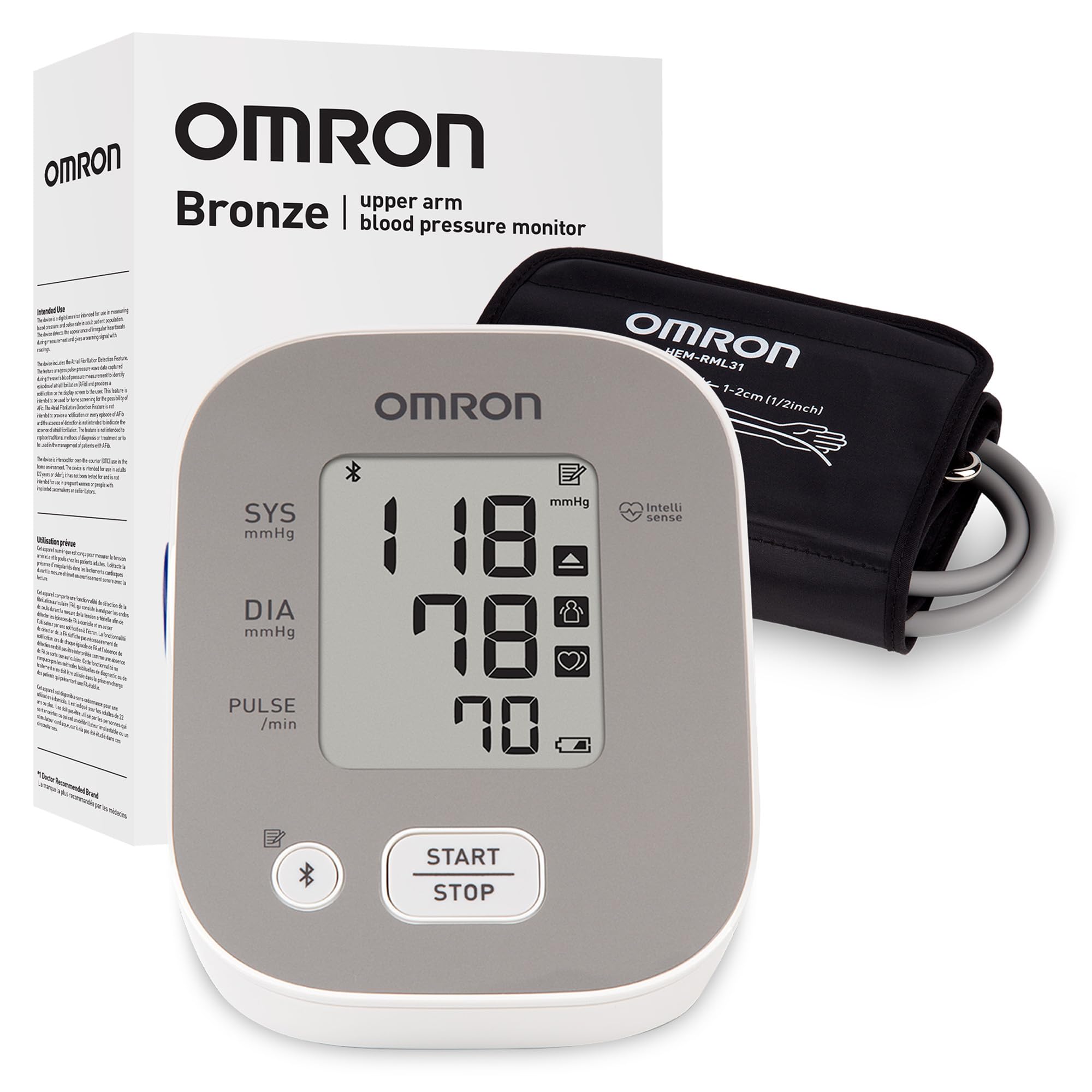 OMRON Bronze front view showing compact monitor and clear display for reliable readings