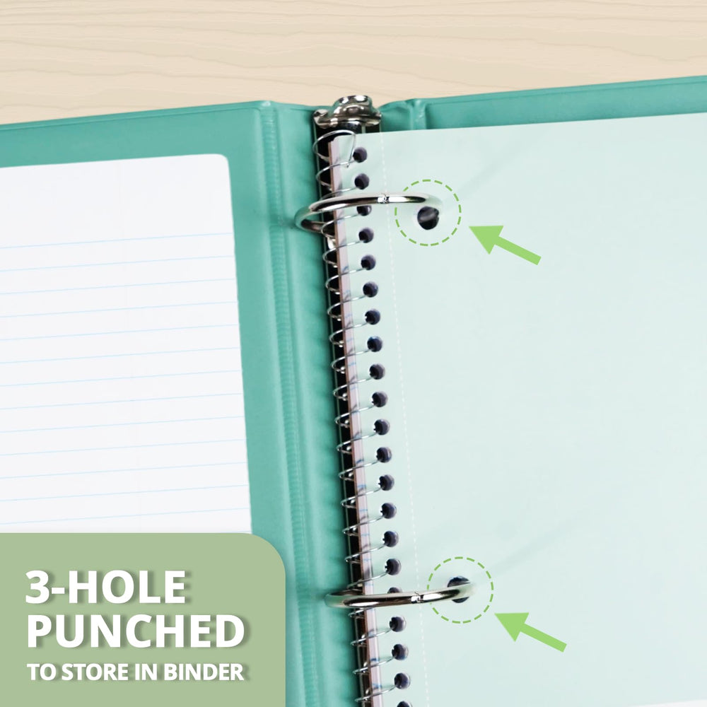 ONAVIA notebook open while a student writes, illustrating comfortable lay-flat use
