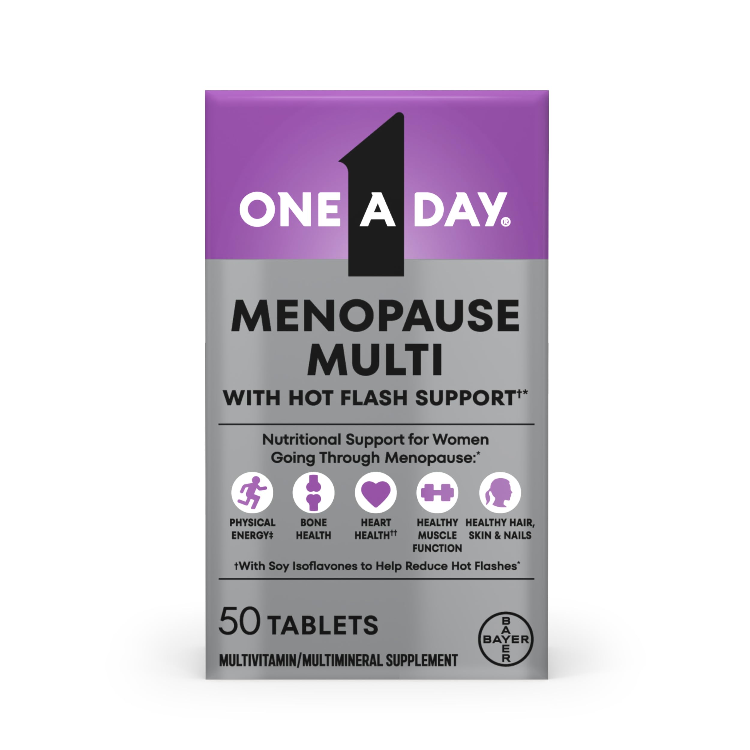 ONE A DAY front packaging showing menopause support and benefits