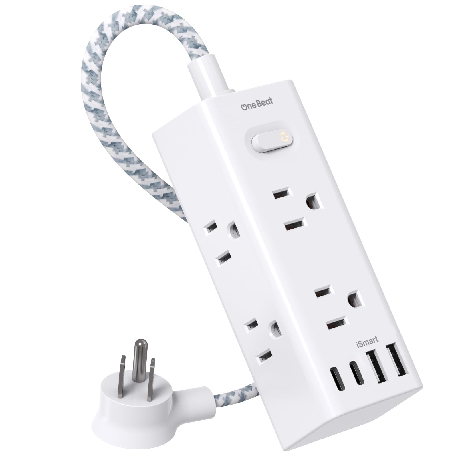 One Beat front view showing six AC outlets and four USB ports, organized for convenience