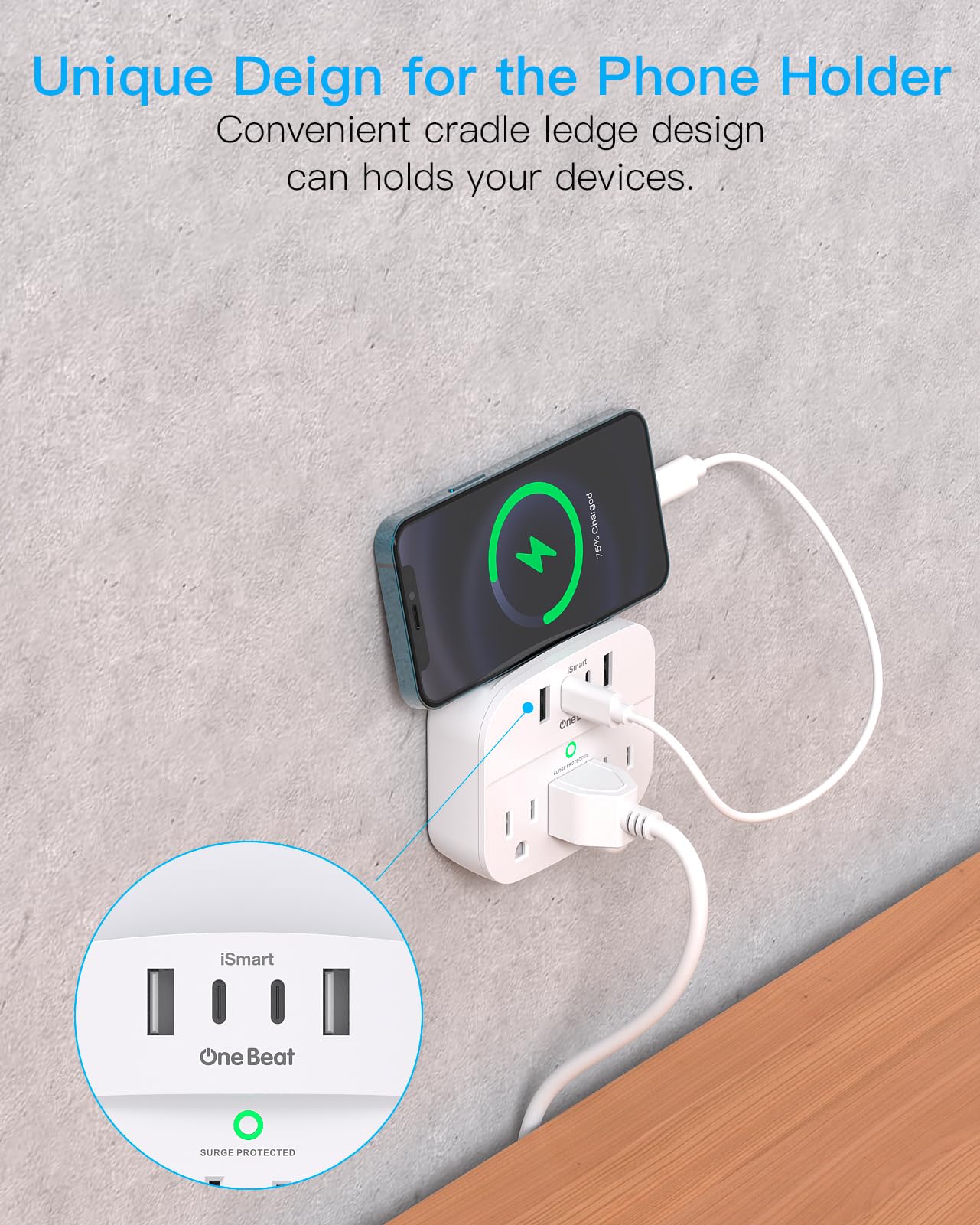 One Beat powering laptop, phone and tablet simultaneously for efficient charging