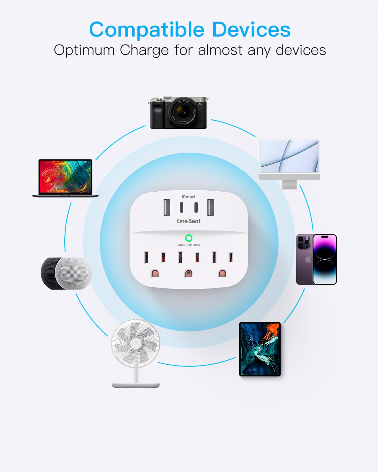 One Beat on bedside table charging devices for neat, accessible power