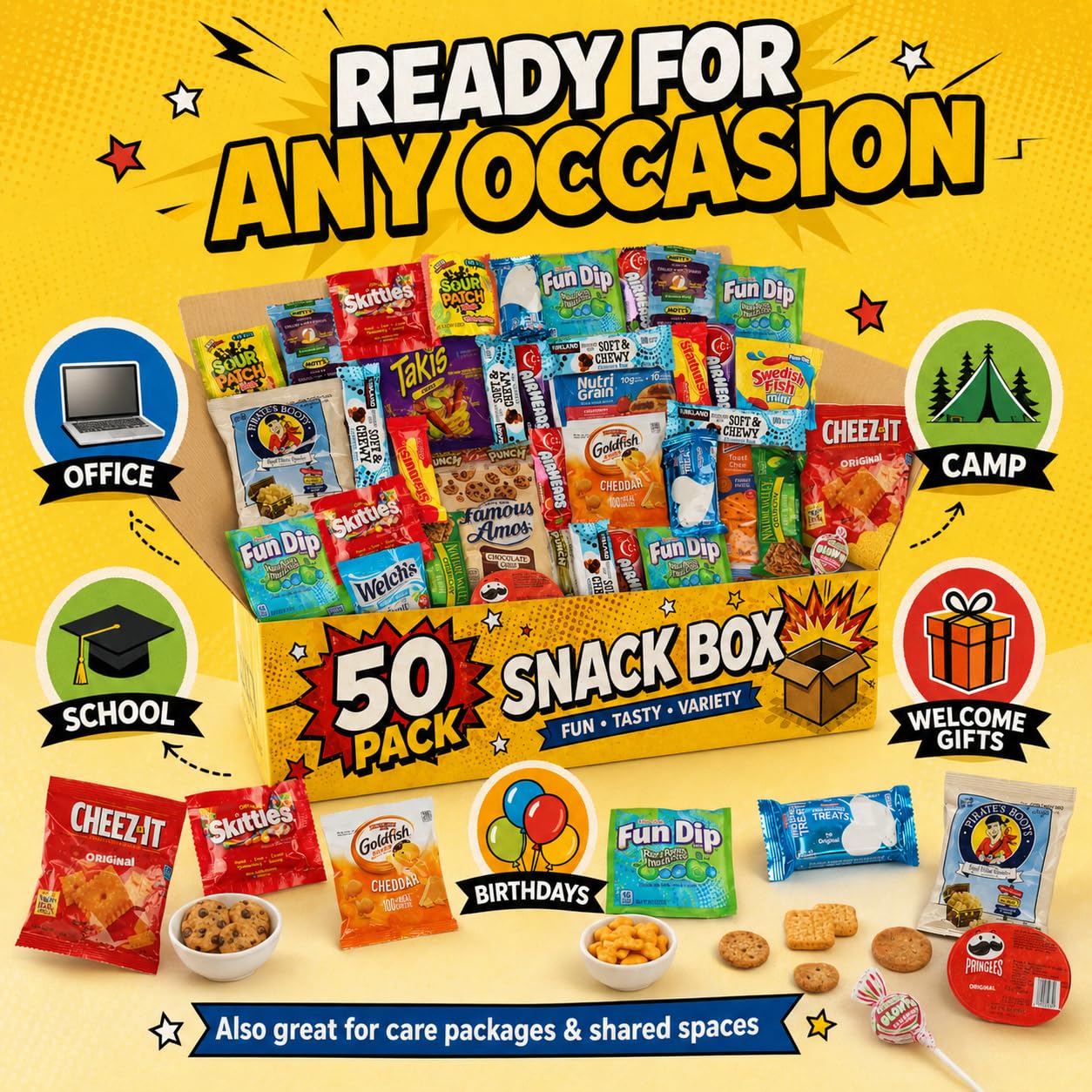 ONE CANDY WAY granola bar and crackers detail emphasizing varied snack options