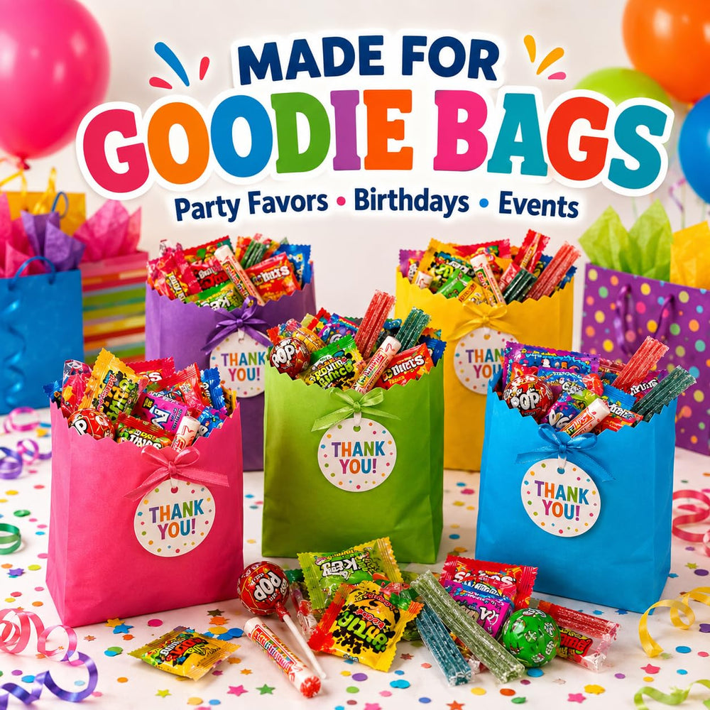 ONE CANDY WAY filling colorful goodie bags, quick party prep and portion control
