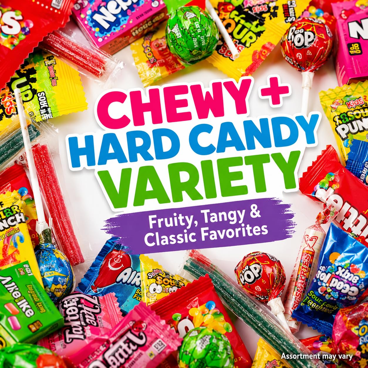 ONE CANDY WAY individually wrapped candies scattered, hygienic handling and sharing