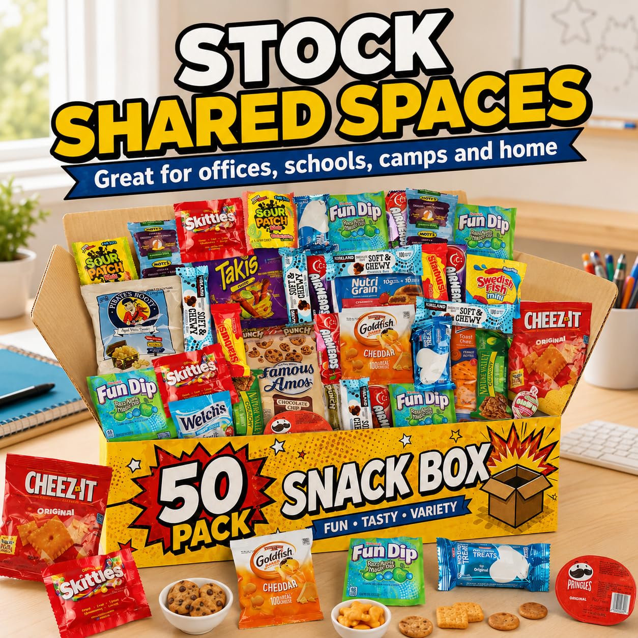 ONE CANDY WAY stacks of individually wrapped snacks showing hygiene and portion control