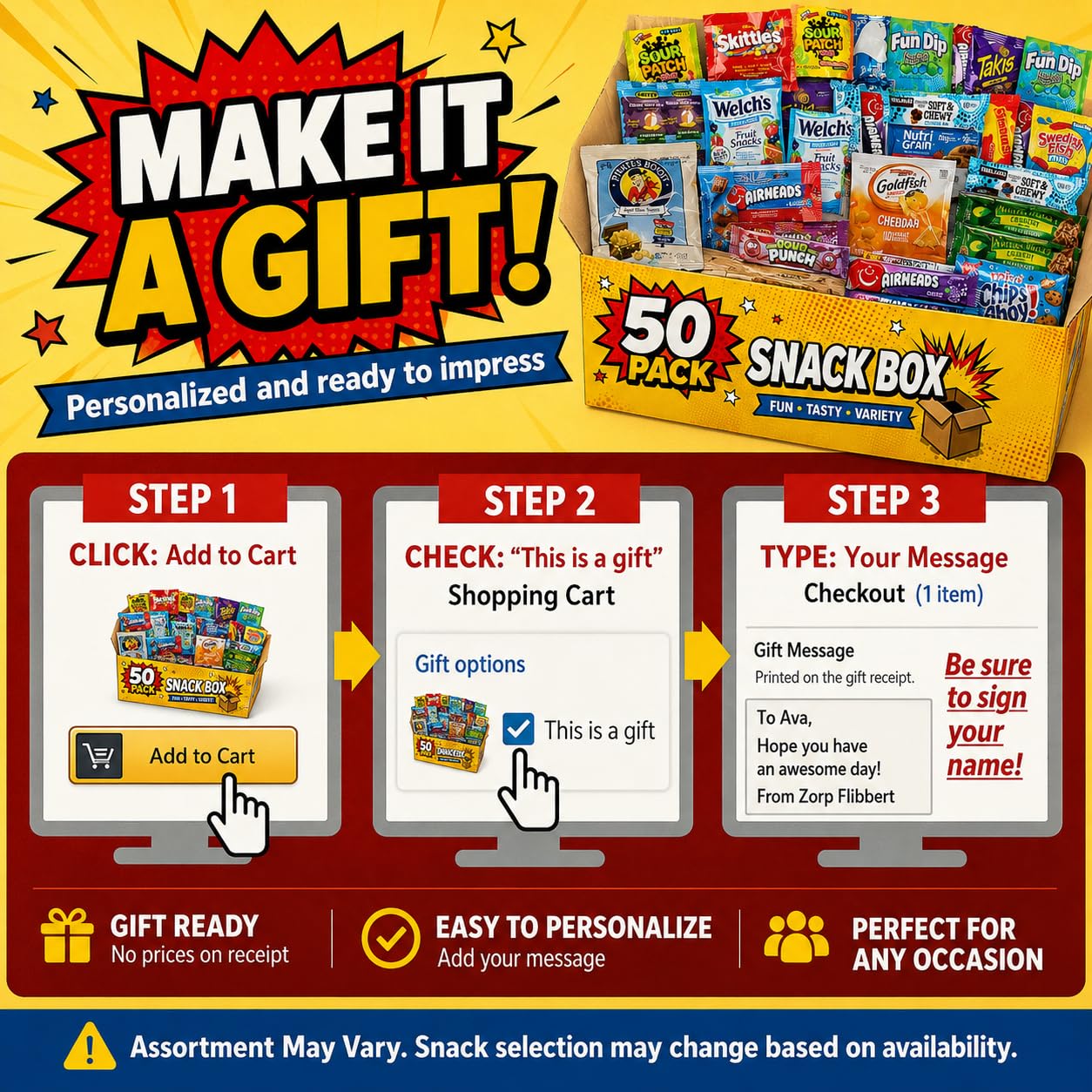 ONE CANDY WAY snack packet held in hand showing single-serve size and portability