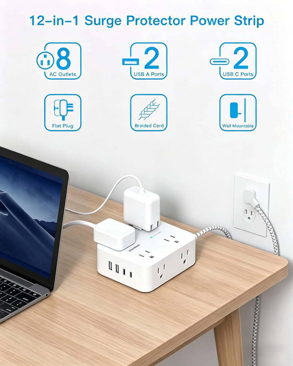 One Beat flat plug close-up demonstrating slim profile that saves wall space