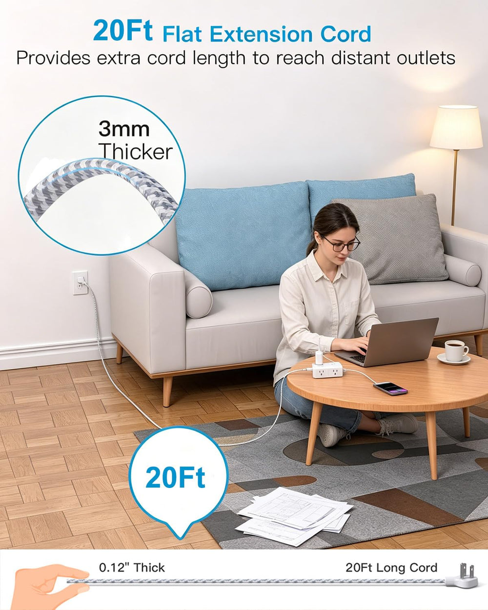 One Beat top view of four-sided outlet layout preventing blocked sockets