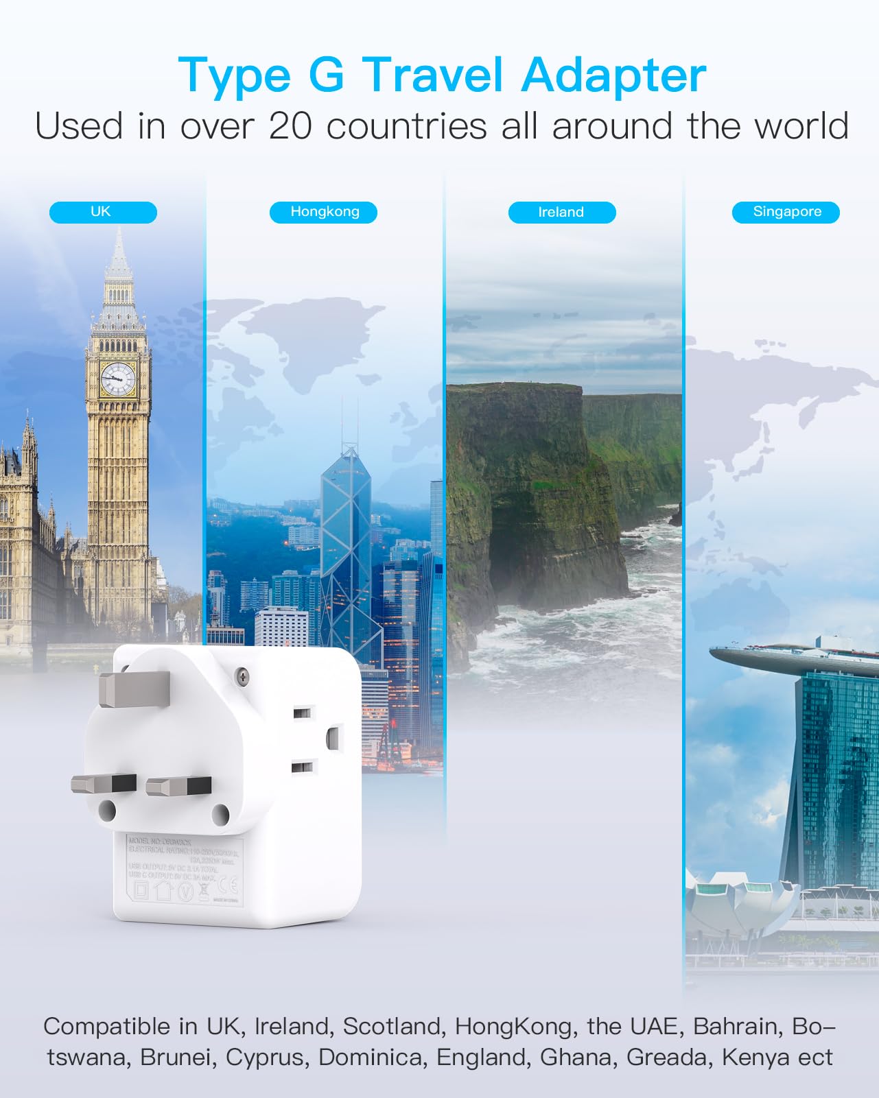 One Beat retail packaging with two adapters, offering backup and shared outlet flexibility