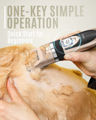 oneisall clippers in hand to demonstrate compact size and ergonomic control benefit