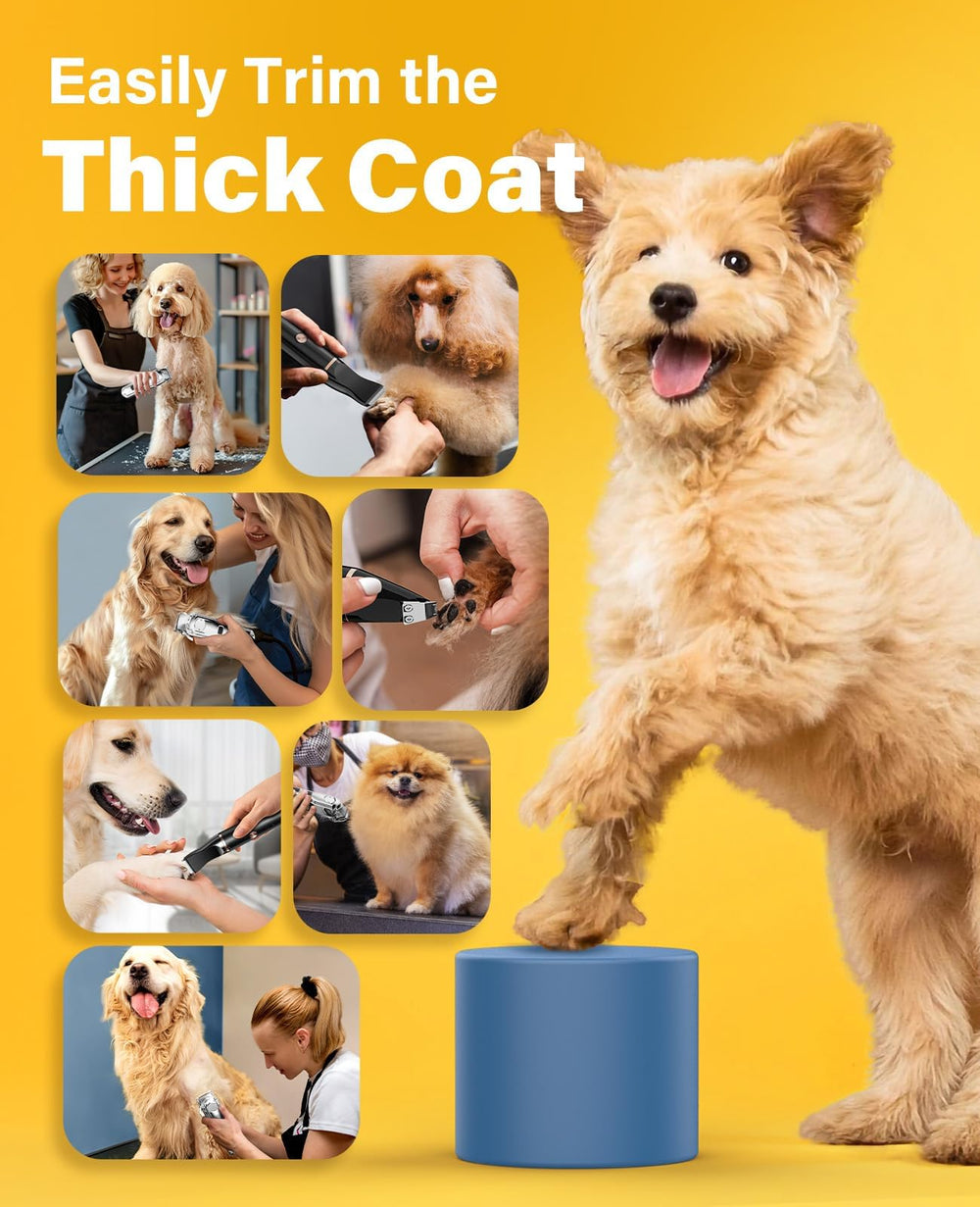 oneisall grooming in use on a dog demonstrating quiet operation calming pet