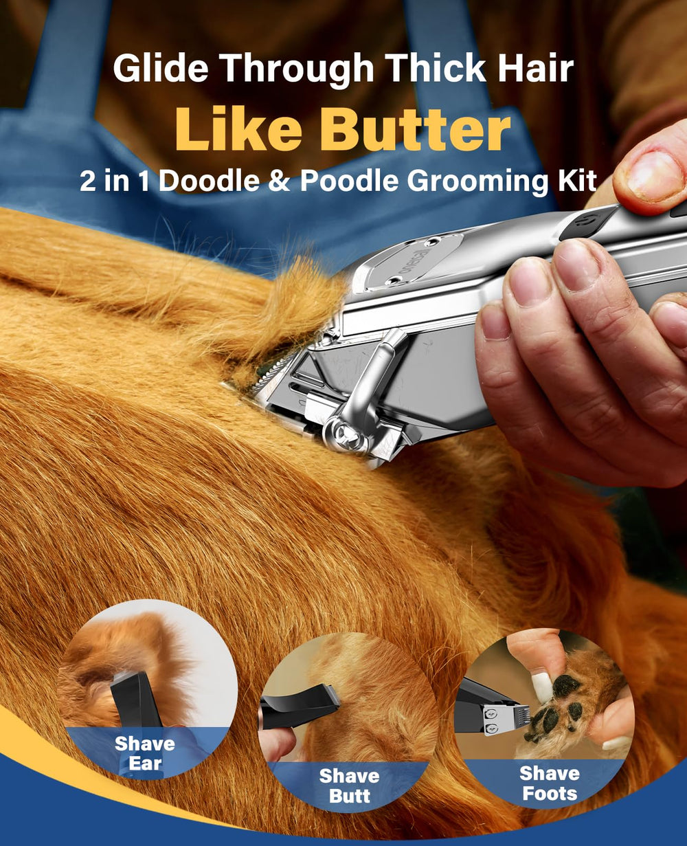 oneisall stainless steel blade closeup highlighting durable edge for thick fur