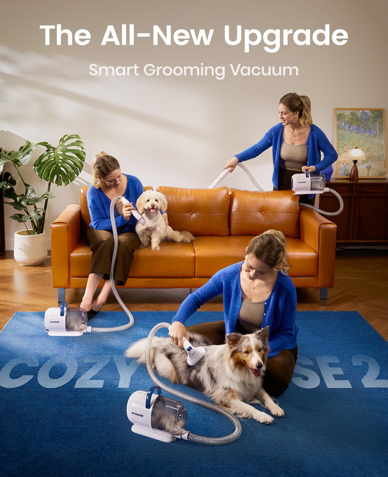 oneisall vacuum brush close-up capturing loose pet hair effectively