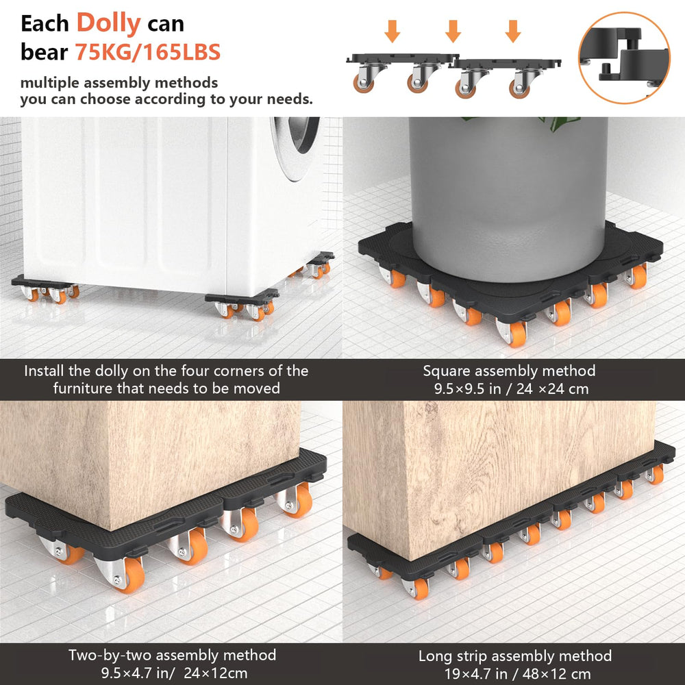 ONEON dolly in use under a sofa in a living room highlighting safe, floor-friendly moving
