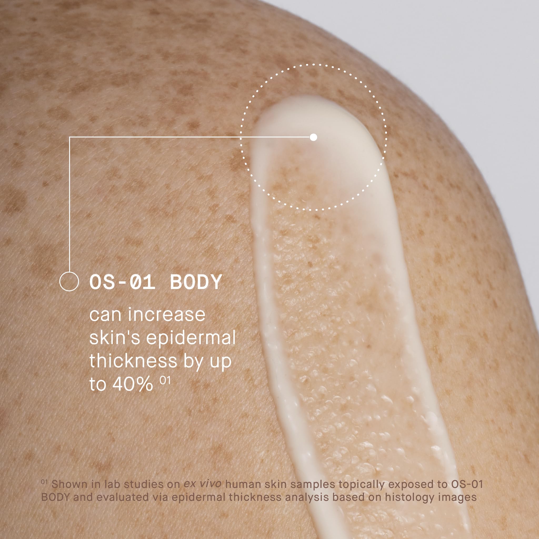 oneskin OS-01 BODY bottle in hand displaying 8.45 fl oz scale and travel convenience