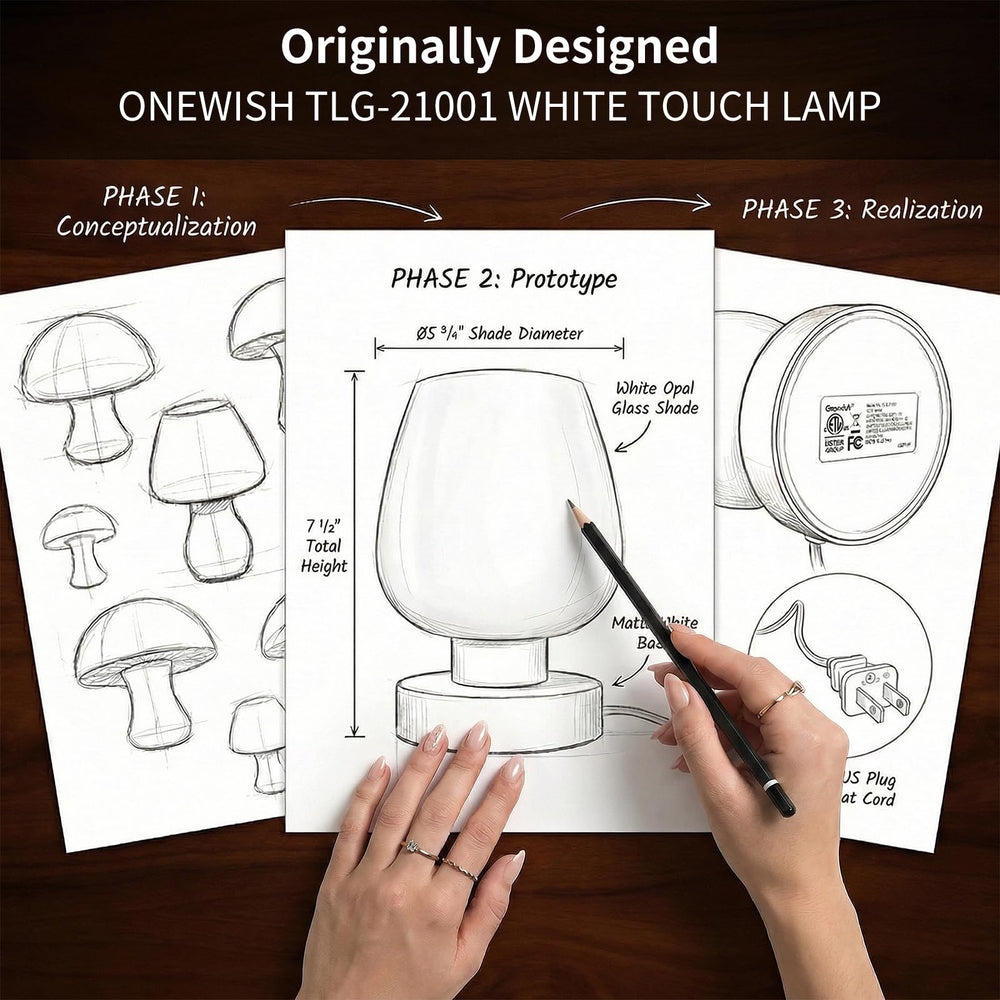 ONEWISH included 6.5W E26 LED bulb installed and ready to deliver warm light