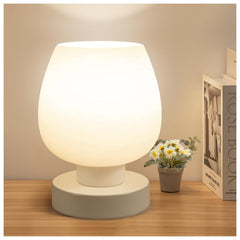ONEWISH front view of compact bedside lamp showing modern profile and soft light