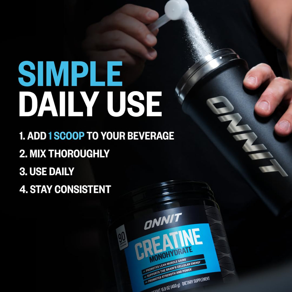 ONNIT creatine mixed in shaker bottle for quick pre- or post-workout use
