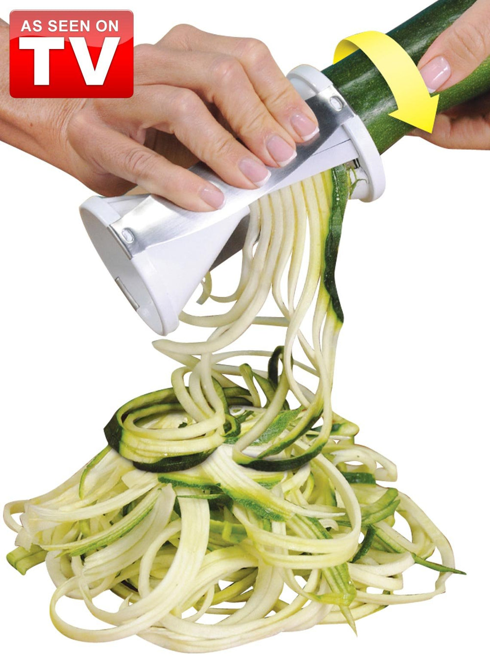 Ontel Veggetti thin noodle example producing spaghetti-style vegetable strands quickly