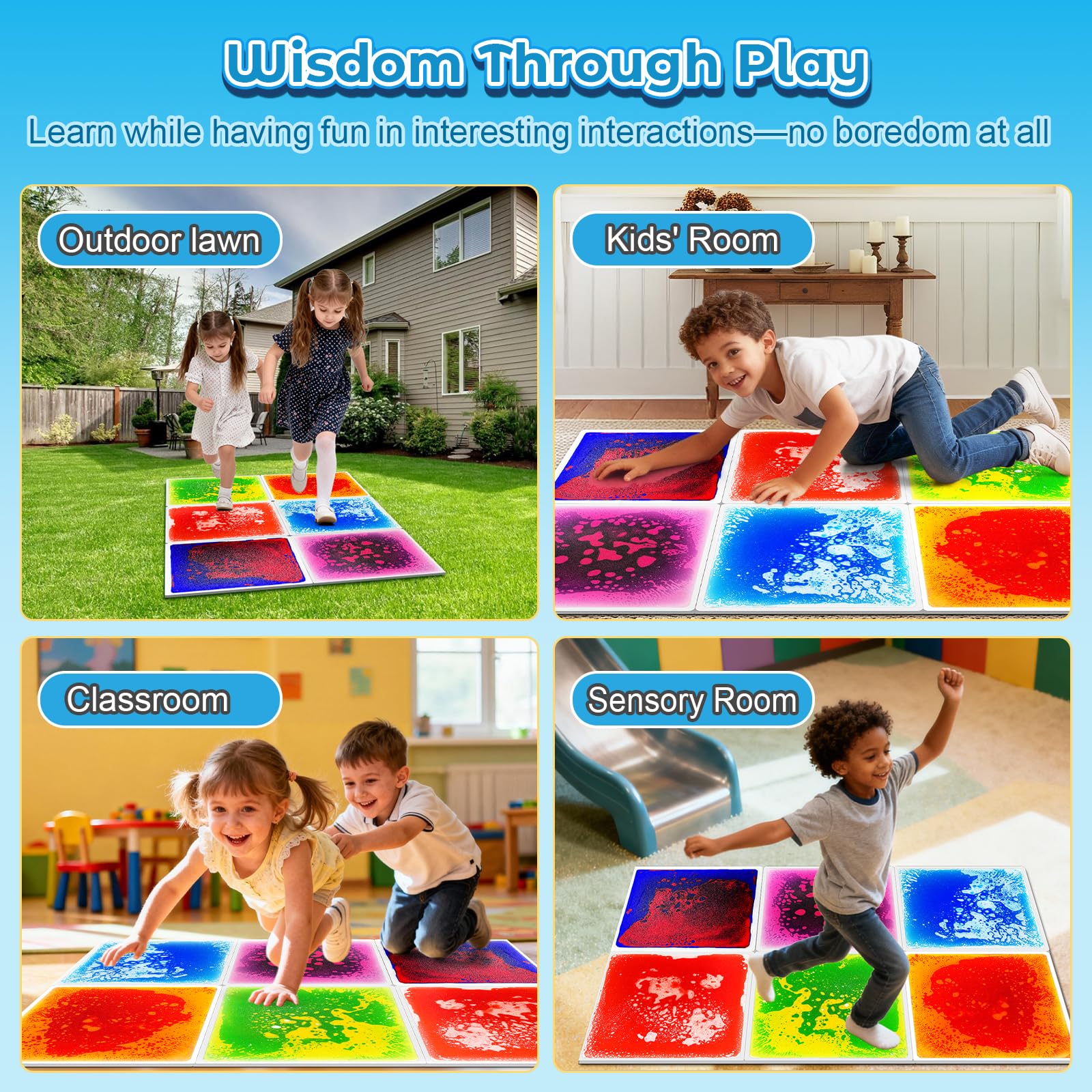Onyoloy toddler stepping on tiles showing improved balance and fun