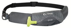 Onyx front pack view showing compact belt pack and pocket benefit