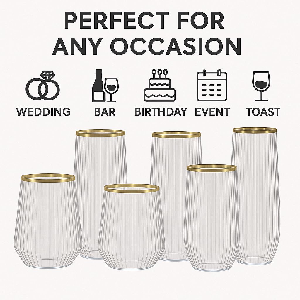 Oojami gold rim detail adding a polished, celebratory accent