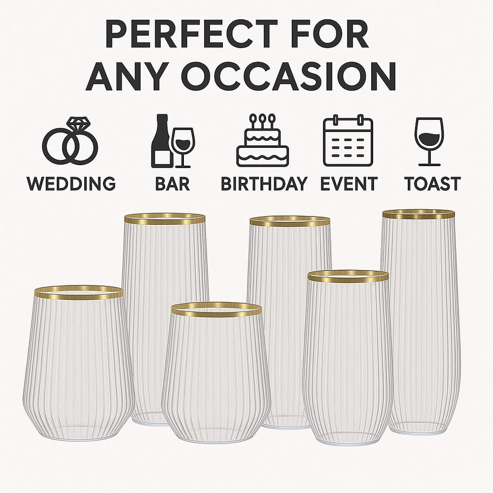 Oojami gold rim detail adding a polished, celebratory accent