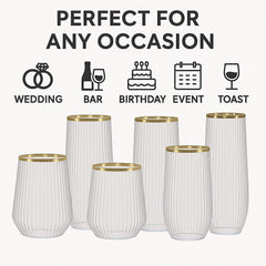 Oojami gold rim detail adding a polished, celebratory accent