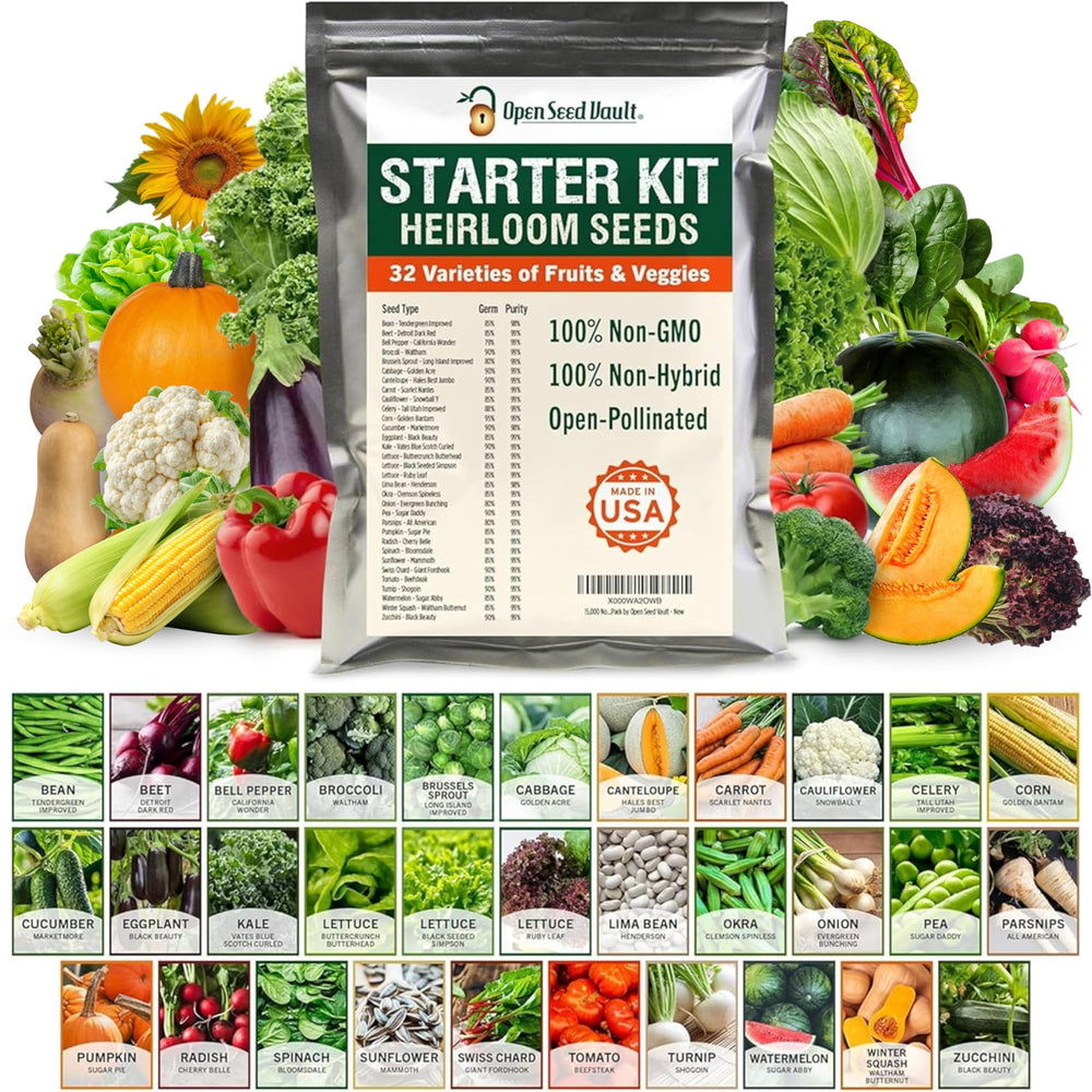 Open Seed Vault front packaging showing full 32-pack variety and freshness