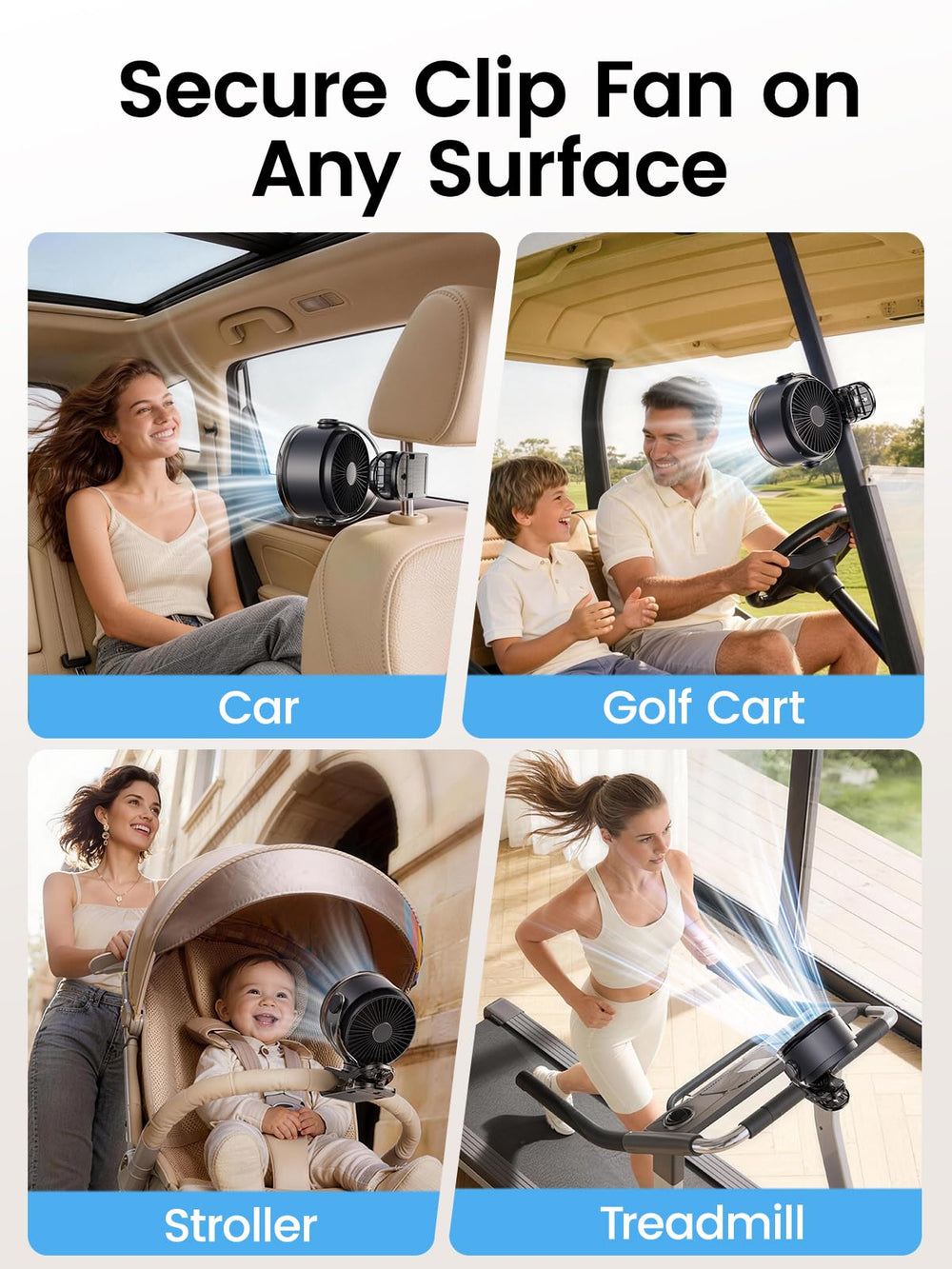 OpenBay fan rotated 360 degrees, demonstrating flexible aiming benefit