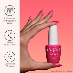 OPI GelColor swatch on fingernails showing opaque color and glossy shine