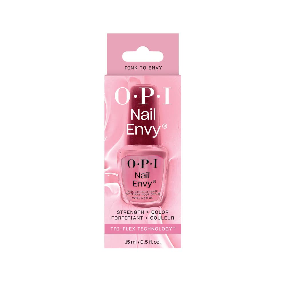 OPI Nail Envy on a styled manicure setting to show polished results and wearable tint