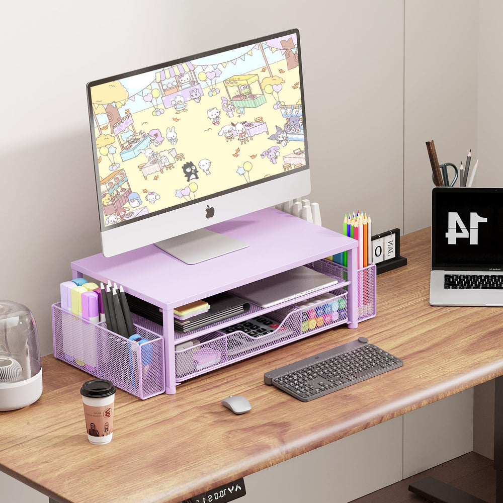 OPNICE riser in use with laptop and monitor demonstrating elevated screen comfort