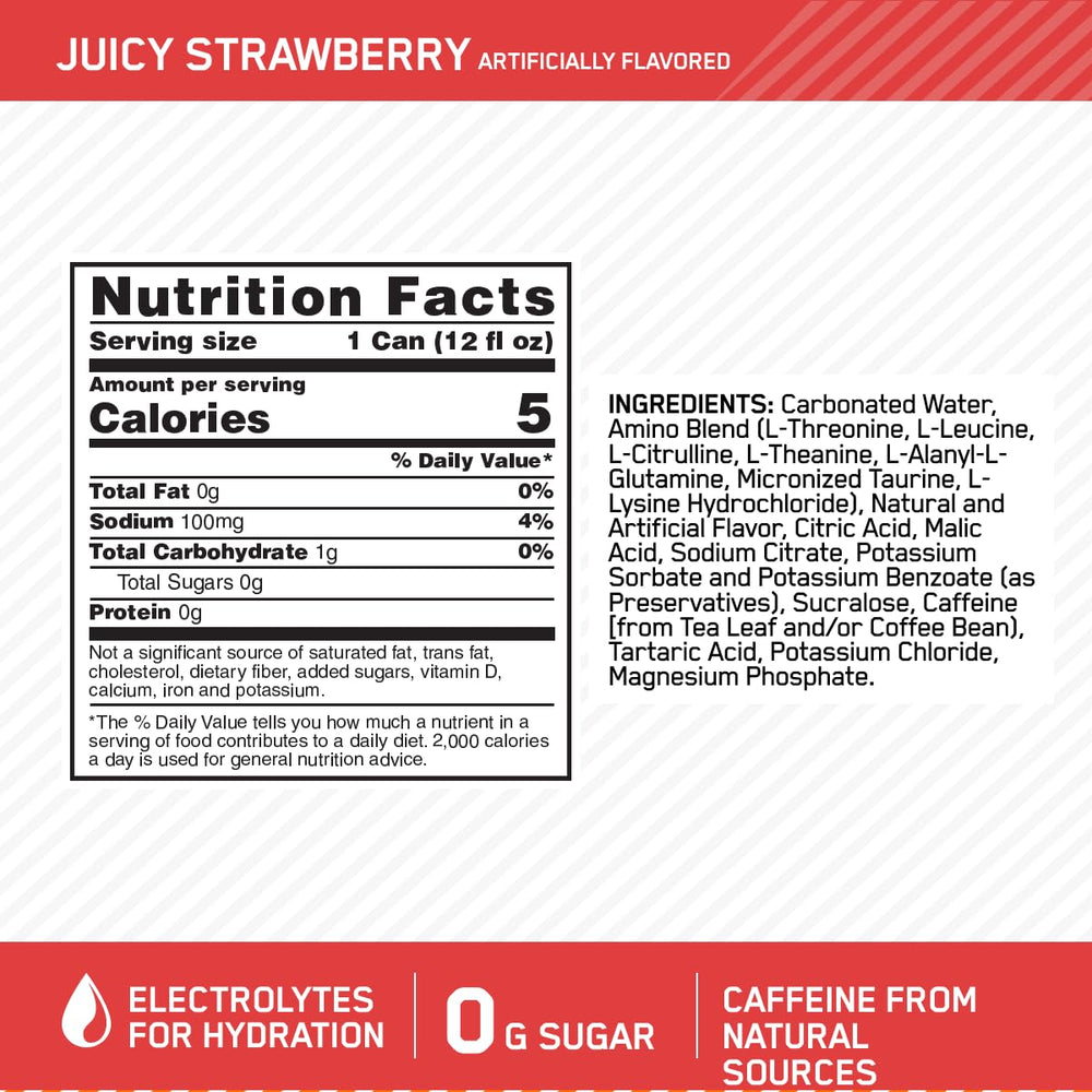 Optimum Nutrition close-up of can top showing portability and low-calorie benefit