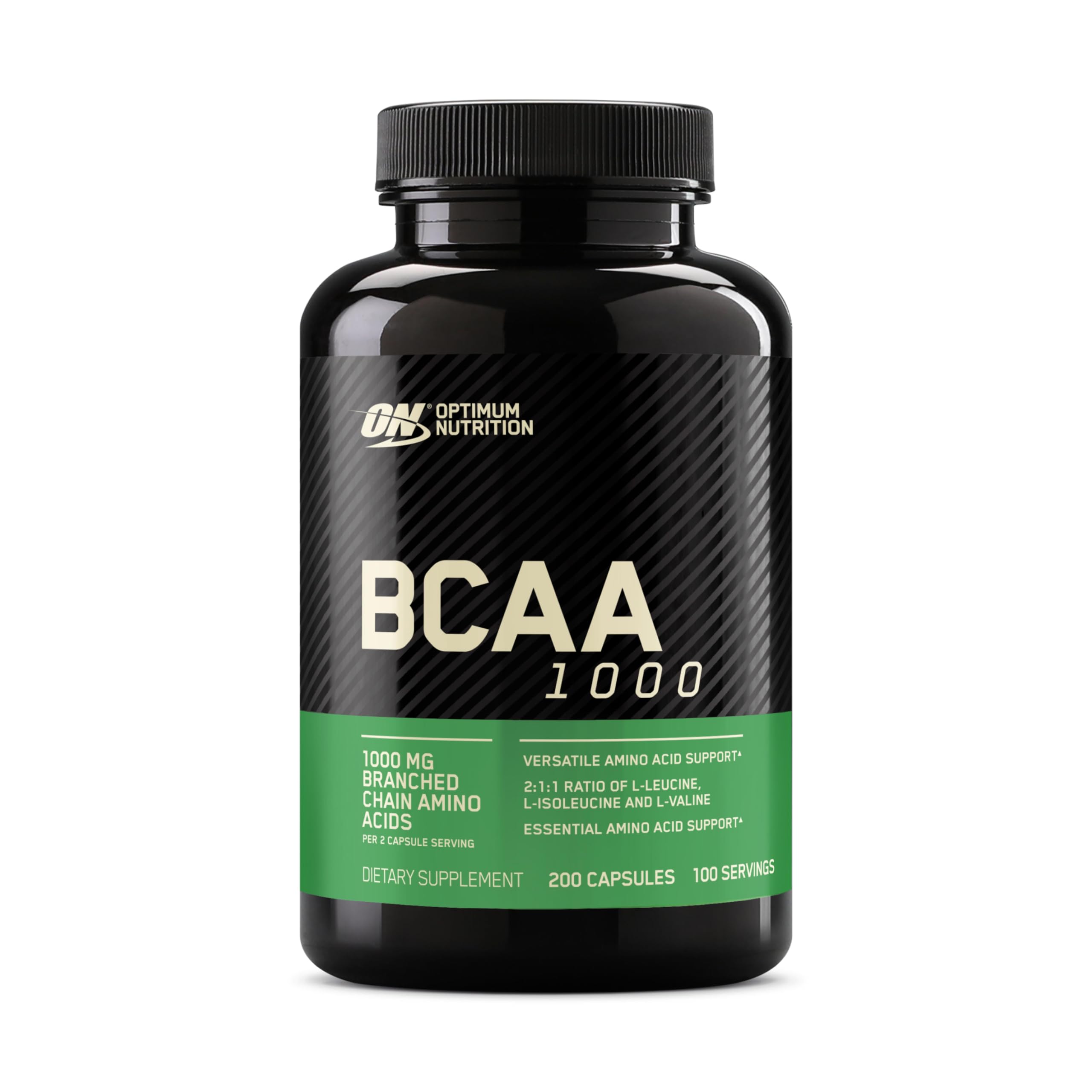 Optimum Nutrition bottle front view showing product branding and capsule count