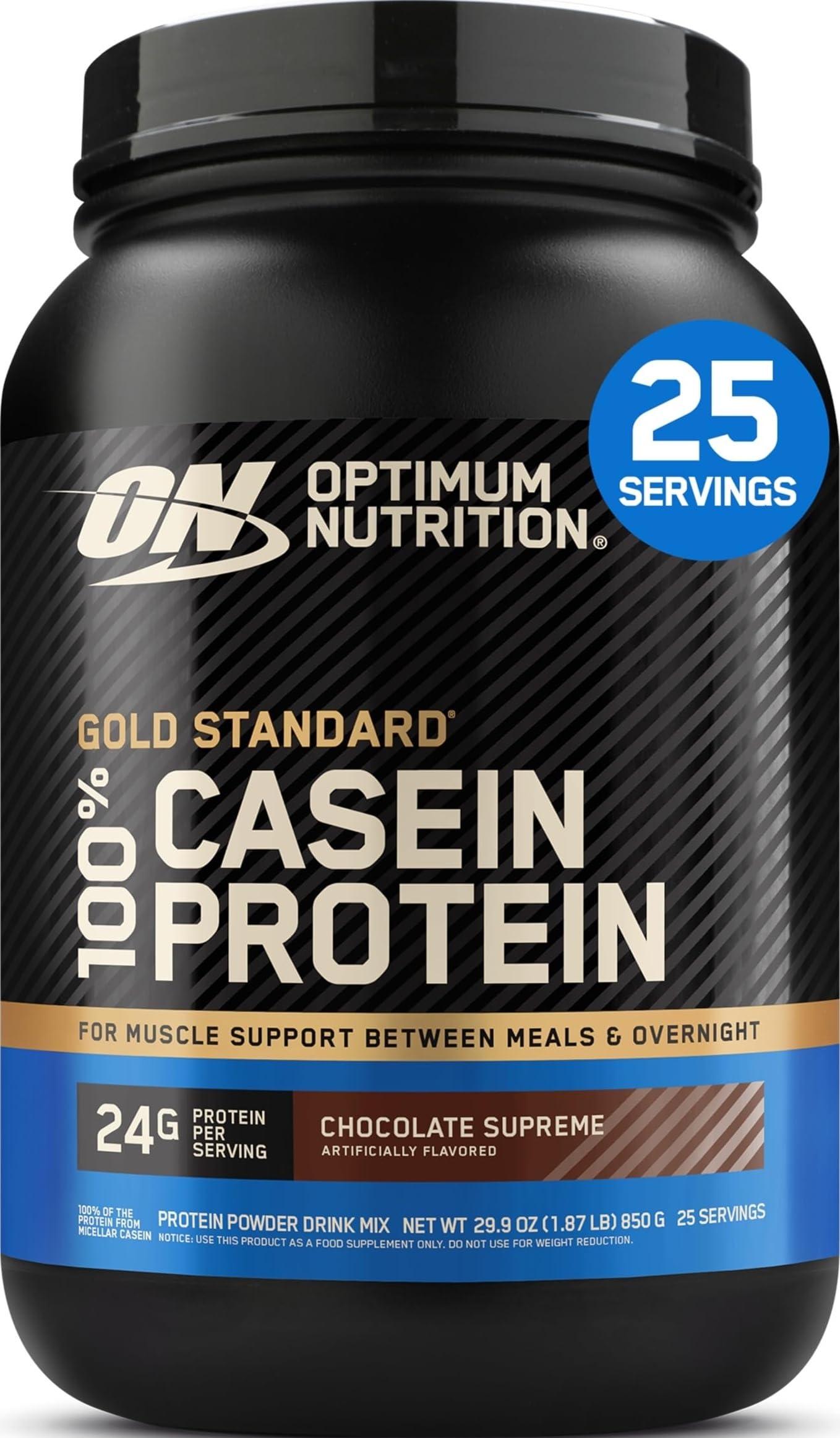 Optimum Nutrition front packaging showing container and flavor benefit