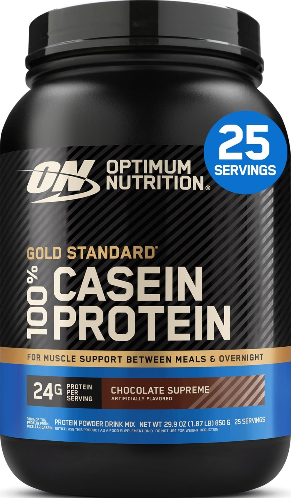 Optimum Nutrition front packaging showing container and flavor benefit