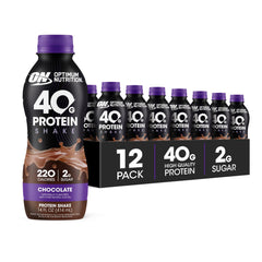 Optimum Nutrition front packaging showing chocolate bottle and 40g protein benefit