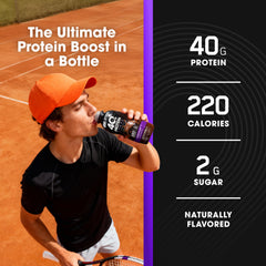 Optimum Nutrition chocolate shake poured into a glass showing smooth consistency