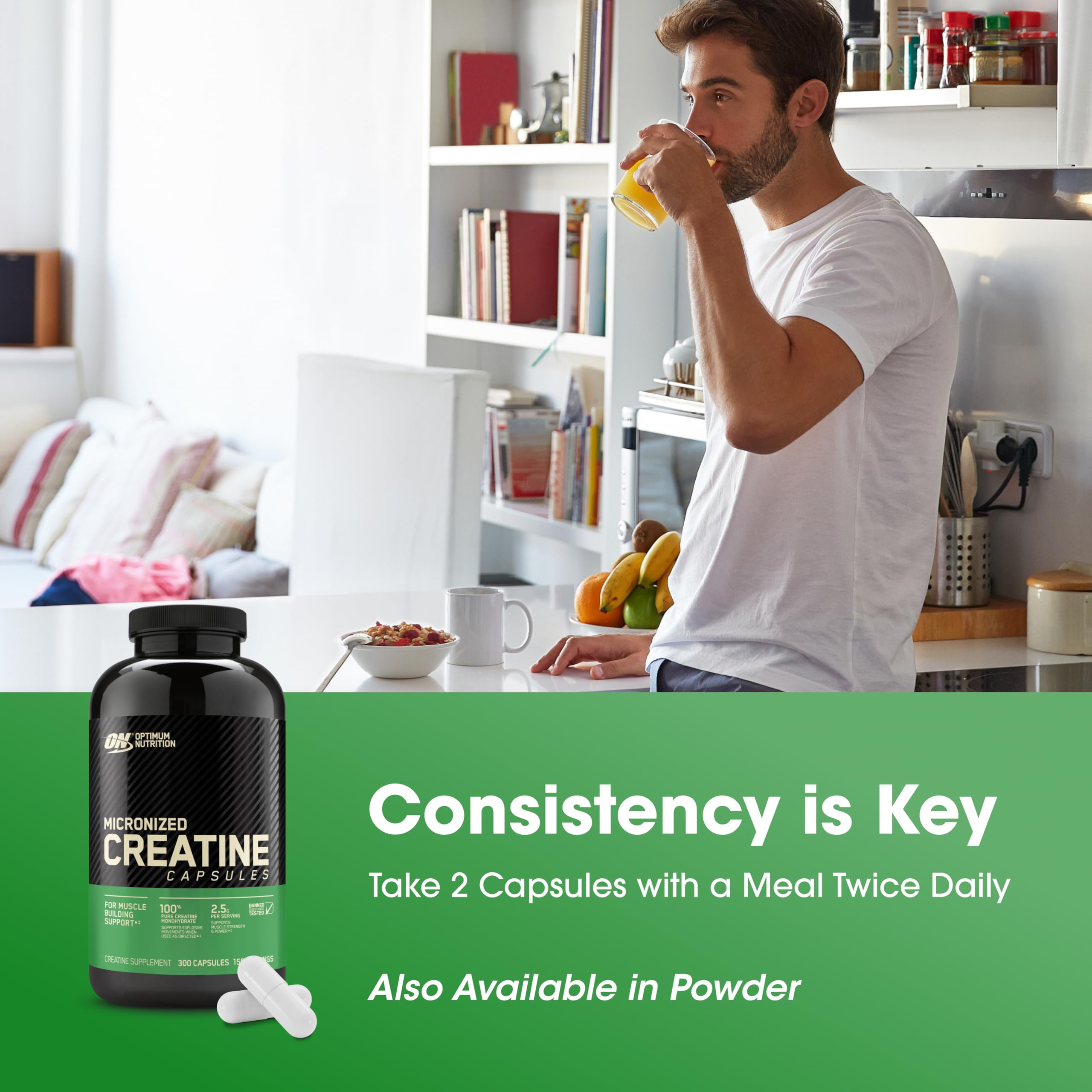 Optimum Nutrition bottle top and cap emphasizing secure packaging and convenience